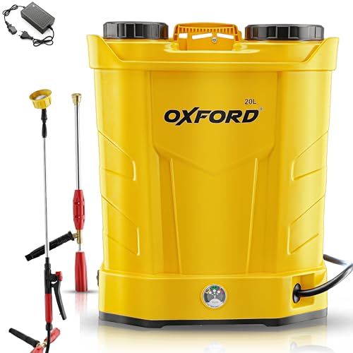 Image of Tomahawk Oxford SIN-2031 20L Battery Operated Agricultural Sprayer | 12V Motor with 12Ah Battery | Electric Farm Sprayer with Adjustable Lance, 3 Nozzles & Backpack Strap