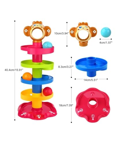 Image of Ramp Roll, Ball Drop and Roll Swirling Tower for Toddler|3 Puzzle Rattle Balls Non Toxic Material| StackToy for Kids Ages 3+: Interactive Fun Excitement (Roll Ball for Kids),multicolor