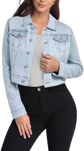 Vetinee Cropped Jean Jacket Women Trendy Button Down Lightweight ...