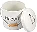 Home Basics Biscuits Tin Canister,Retro Style Airtight Metal Biscuit Tin with Handle, Cookies Storage Tin or Candy Box White