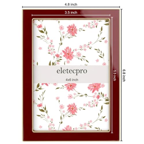 Image of eletecpro 4x6 Enamel Picture Frame Set of 2 with Real Glass Cover, Cute Photo Frame with Silver Metal Edge, Horizontal and Vertical Display Pictures 4 by 6 for Tabletop and Wall Decor, Red