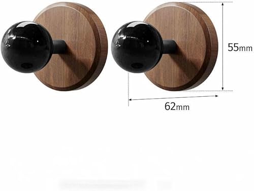 Vista 9 de Ganchos adhesivos de pared de madera, paquete de 4 ganchos decorativos de nogal oscuro natural para toallas, llaves, sombreros, abrigos, batas
