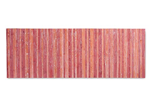 CosìCasa Tapis Cuisine Bambou - 50x140 cm Antidérapant et Résistant à l'eau - Tapis de Bain Bambou en Bois Naturel Durable - Tapis Bambou Salle de Bain Effet Délavé Facile à Nettoyer - Rouge