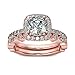 Iumer Rose Gold Bridal Set Zircon Wedding Engagement Couple Stacking Ring Set Women Jewelry,6