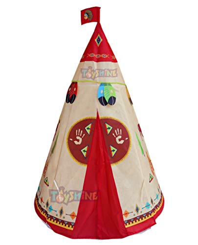 Toyshine Lightweight Folding for Kids Indian Teepee Tent theme play house Indoor Outdoor Garden Beach Toys (color Multi)