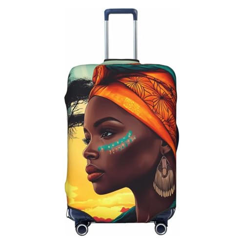 Africa Blakc Women Art Elastic Travel Luggage Cover, Washable Spandex Suitcase Protector, Anti-Scratch Fits 18-32 Inch