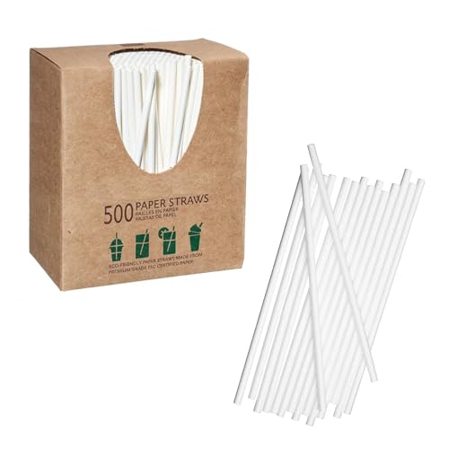 500 pitillos desechables de papel blanco compostables miniatura 1