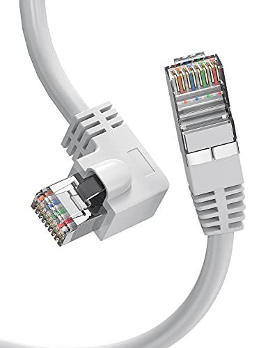 Cat6 Ethernet Cable White 90 Degree Right Angle, UTP Cat 6 Gigabit Ethernet Cable, LAN RJ45 Cable 1000Mbps Compatible for PS4, Xbox One, Smart TV, Switch, Router, Patch Panel (6FT)