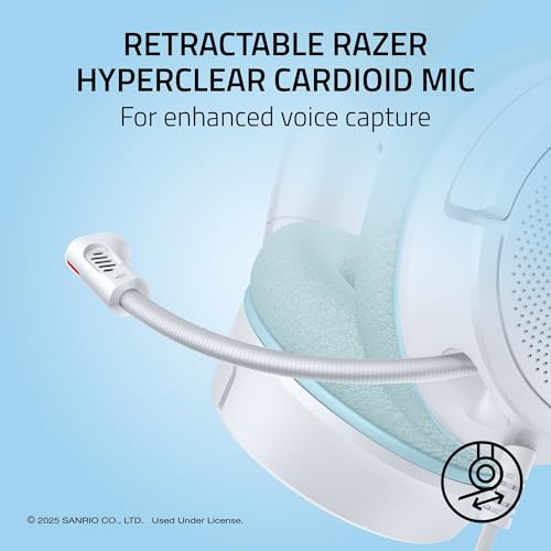 Image of Razer Kraken V4 X Wired Gaming Headset, 40 mm Drivers, Cinnamoroll Edition | Cardioid Mic, Memory Foam Cushions, Chroma RGB Lighting, Type C & Type A Cable, For PC, Mac, PS5, Nintendo Switch 2