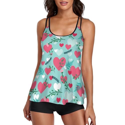 Tankini Amour Rose avec short de garçon pour femme robe de plage
