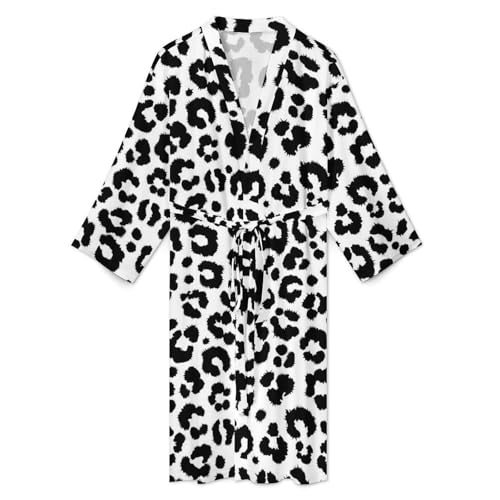 Peignoir de bain homme léger noir blanc léopard tendance - 3