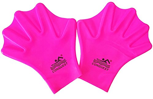 Onemoredealdirect Omdd Silicone Webbed Swimming Gloves Aqua Fit Swim Training Gloves Web Gloves For Swimming,Closed Full Finger Webbed Water Gloves For Unisex Adult,2Pcs (Pink) #TOP4