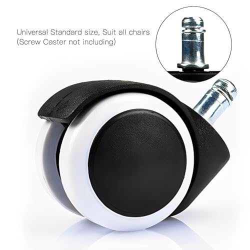 Image of Push Back Mechanism Chair with Gas Lift Cylinder and Caster Wheels | Universal Office Chair Spare Parts Replacement Kit Ideal for Revolving, Executive and Gaming Chairs (White)