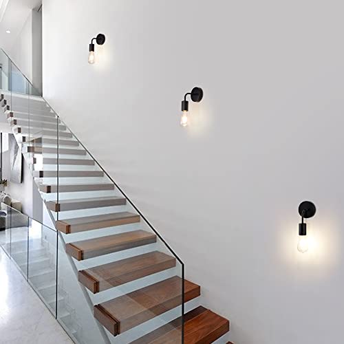 MantoLite Zwart Wandlamp, E27 Edison-lampen Wandkandelaar Vast Bedraad Lamphouder,Industriële Leeslamp Wandlampen Voor… - Afbeelding 6