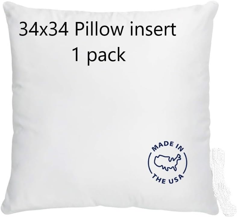Throw Pillow Inserts - 1 Pack Throw Pillow Inserts for Bed, Couch or Chair - 100% Cotton Sateen and Polyester-Filled (34x34, Throw Pillow Insert)