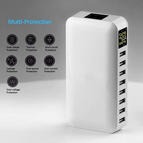 iLEPO USB Charging Station,Smart Multi USB Charger Station compatible with iPhone iPad Samsung Wireless Earphones Kindles and More Phones Tablets
