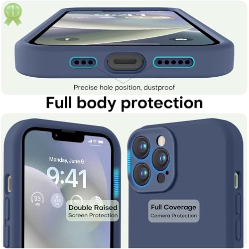 Image of LOVE 3000 Designed for iPhone 13 Pro Max Case, Premium Silicone with [Soft Anti-Scratch Microfiber Lining] Shockproof Protective Phone Case for Men Women Girls 6.7 inch, Navy Blue