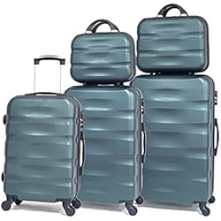 Marcas Maletas Rigidas Celims Marca francesa – Juego de 5 maletas de material rígido, Verde oscuro (5806), talla única