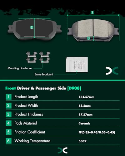 Image of SCITOO D908 D1391 8PCS Front and Rear Ceramic Brake Pad Sets | Fit 2014-2015 For Lexus For For IS250 2.5L