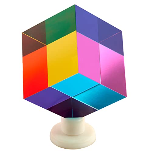 ZhuoChiMall CMY Mixing Color Cube, 60 mm (2,36 Zoll) Acrylfarben-Prismenwürfel, für Zuhause oder Büro, Stem/Dampf, Desktop-Physik-Spielzeug, Wissenschaft, Lern, pädagogisches Geschenk für Kinder Cover