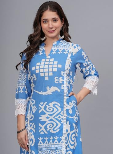 Image of rytras Women Cotton Kurta Set with Palazzo Pants