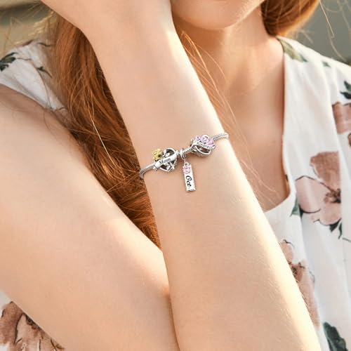 Abalorio familiar de plata para mamá y hermana compatible con pulseras de abalorios 3
