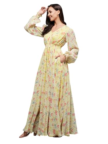 Miss Chase Women's Multicolored-Base-Brown Relaxed Fit Maxi Lurex...