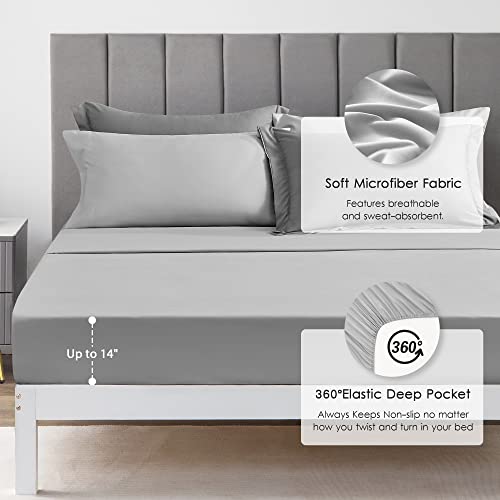 Love's Cabin King Size Comforter Set Dark Grey And Light Grey, 7 Pieces King Bed In A Bag, All Season King Bedding Sets With 1 Comforter, 1 Flat Sheet, 1 Fitted Sheet, 2 Pillowcase And 2 Pillow Sham #TOP3