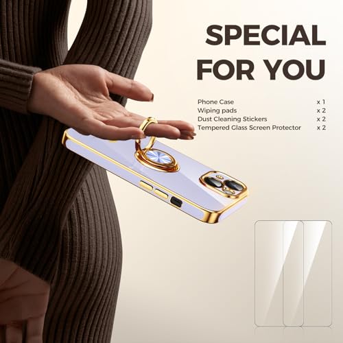 Coque iPhone 15 souple antichoc avec anneau support et 2 verres