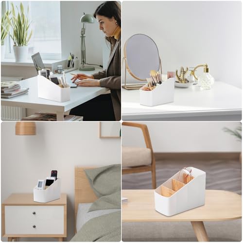 Shuqio Holz Desktop Organizer,Schreibtisch Organizer mit 4 Abnehmbaren Fächer,Desktop Aufbewahrungsbox, Fernbedienung Halter Holz Stiftehalter Halterung Fernbedienungshalter