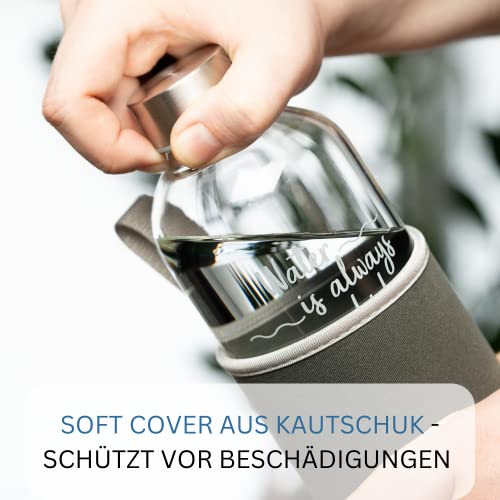 Trinkflasche aus Glas von Westmark 1 Liter Volumen, anthrazit