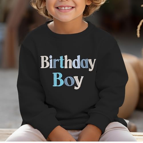 Toddler Boy Birthday Sweatshirt Letter Embroidered Long Sleeve Shirt Crewneck Pullover Top Fall Winter Clothes3