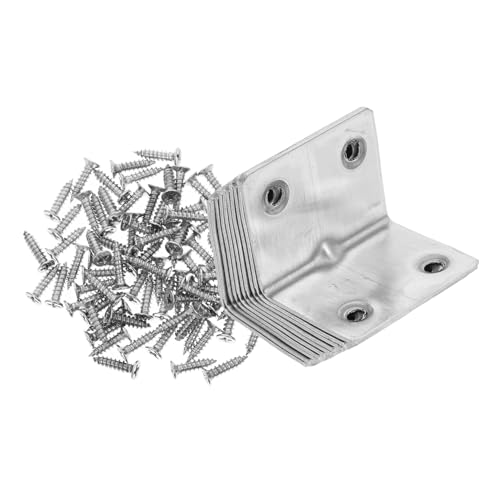 NUOBESTY 10 Piezas De Soportes De Esquina De Acero Inoxidable Con Código Sujetadores De Ángulo Recto Soportes De Esquina Placas En Forma De Ángulo Soportes De Pared Conectores De