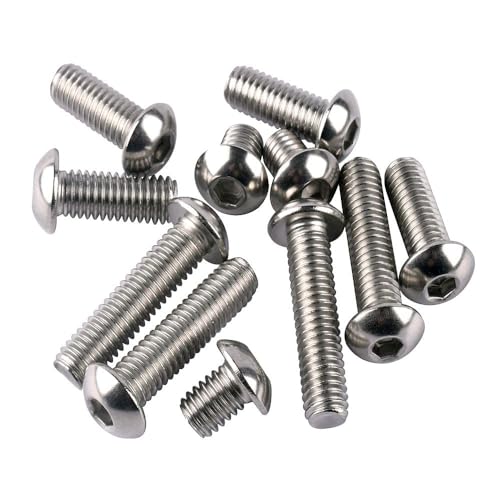SUNCN M4-0.7 x 12mm ボタンヘッドソケットキャップネジ ISO7380 六角ドライブボルト 304ステンレススチール 18-8 全ネジ 50個