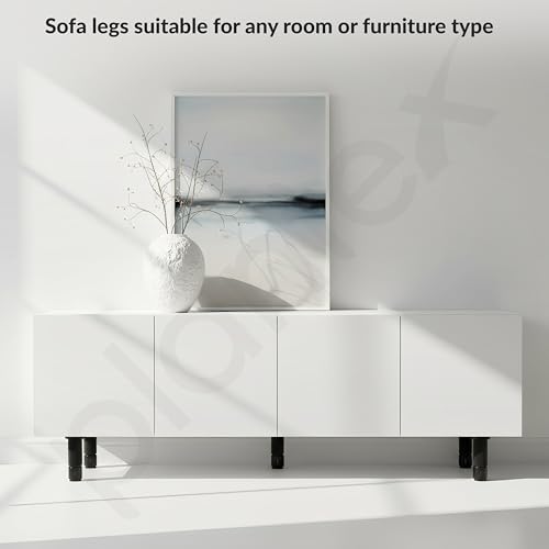 Image of Plantex 4 Inch Sofa Leg for Bed Furniture /Aluminium Sofa Leg for Table /Support Legs /Furniture Leg - Pair of 1 (2 Piece) (DTS-77, Black)