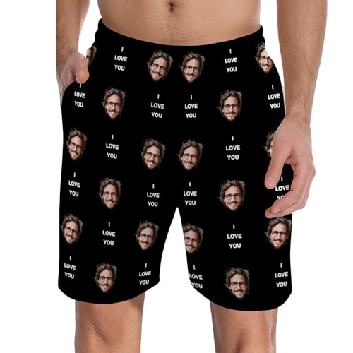 Personalized Short Pajama Pants Customized with Photo Face for Men,Custom Men Sleepwear Bottoms Shorts Pj Trousers