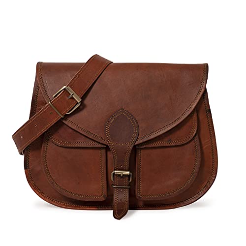 Sac bandoulière en cuir véritable LEABAGS, l'élégance vintage au quotidien