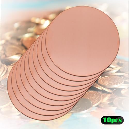 Uxney Runde Kupferplatte, 20mm Durchmesser 1 mm Dicke Kupfermetallblech für Handwerk, DIY, Schmuck, Elektrik, Reparatur, Industrie (10 Pcs)