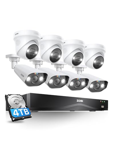 ZOSI 32CH 4K PoE Security Camera System,8pcs 8MP Indoor Outdoor