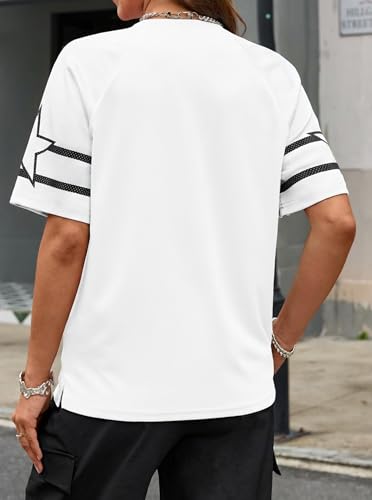Image of LovelyWholesale Women's Oversized V Neck Jersey Shirts Summer Football Graphic Tee