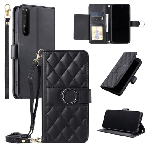 Coque Sony Xperia 10 III en cuir noir avec étui portefeuille premium