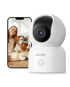 ZOSI C518 2K 3MP Indoor Security Camera - 360° Pan/Tilt Baby Monitor & Dog Cam, Dual-Band 2.4G/5G WiFi Pet Camera with App, Smart Person Detection, 2-Way Audio, Cloud & Local Storage, Works with Alexa