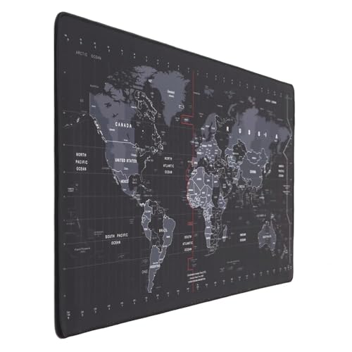 Image of World Map Anti-Slip Extended Desk Mat | Gaming Rubber Stitched Mouse Pad for Laptop & Computer | Water Resistant | 600mm x 300mm (Black, Medium)
