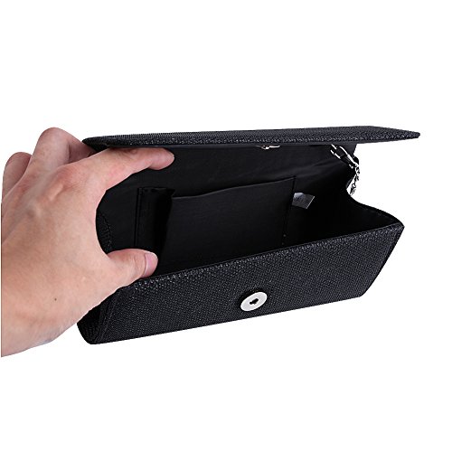 Padoora Wedding Evening Party Small Clutch Bag Bridal Purse Handbag Cross Body Bag (Black) #TOP4