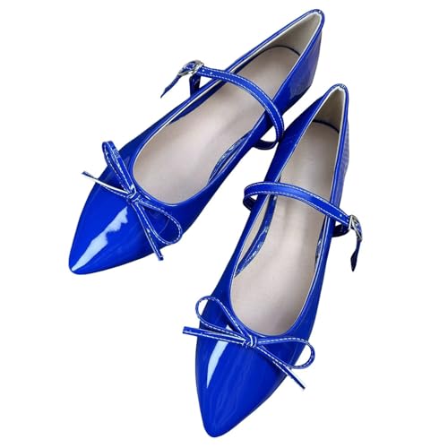 Stunner Mary Janes Flats for Women Pointy Toe Dressy Adjustable Strap Shoes for Work Office Business Casual