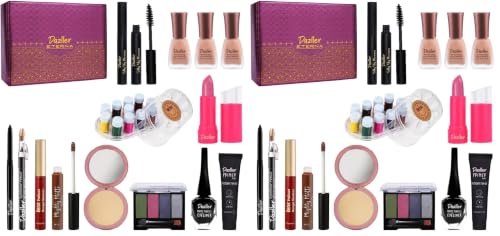 Image of Dazller Grand Glam Kit - Deep Skintone, All-in-One Makeup Set with Primer, Liquid Foundation, Kajal, Mascara, Eyeshadow & More, Long-Stay, Lightweight, Water-Resistant, Suitable for All Skin Types, 108.85g