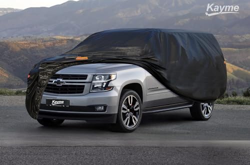 Image of Kayme 7 Layers SUV Car Cover Custom Fit for Chevrolet Chevy Suburban (1973-2025) Waterproof All Weather for Automobiles, Outdoor Full Cover Rain Sun UV Protection.