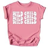 Olive Loves Apple Wild Child Wavy Retro Shirts for Baby and Toddler Boys and Girls White on Mauve Shirt 12 Months