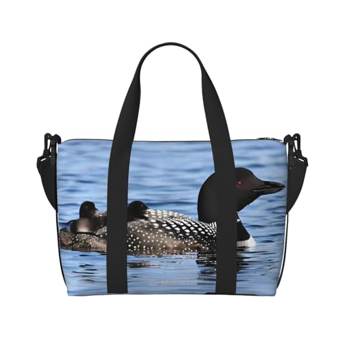 Large Duffel Bag for Men Women, Cute Carry On Tote for Travel, Gym, Weekend Use, Printed Loon Birds, 19.7" x 10.2" x 13.3"2