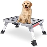 Safety Rv Steps Adjustable Height Step Stool Aluminum Folding Platform Step with 16.5" ×11.8" Anti-S